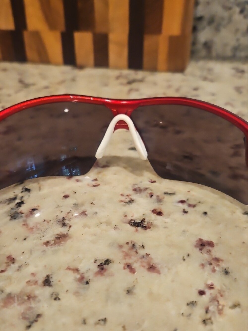 Oakley Red Frame Sunglasses with Smoke Lens - Picture 4 of 9